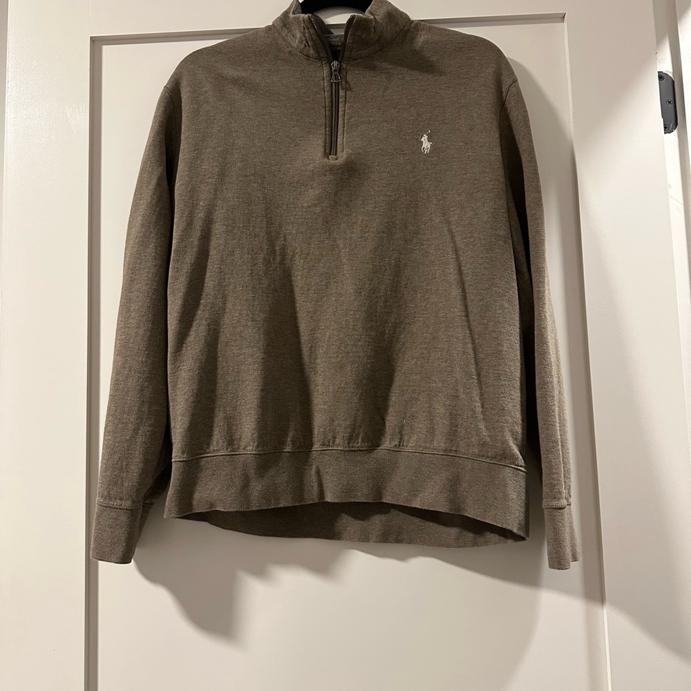Polo by Ralph Lauren Green Zip Up Sweater with Stand-Up Collar